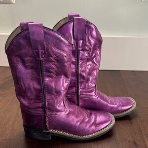 Old West Metallic Purple Cowgirl Boots